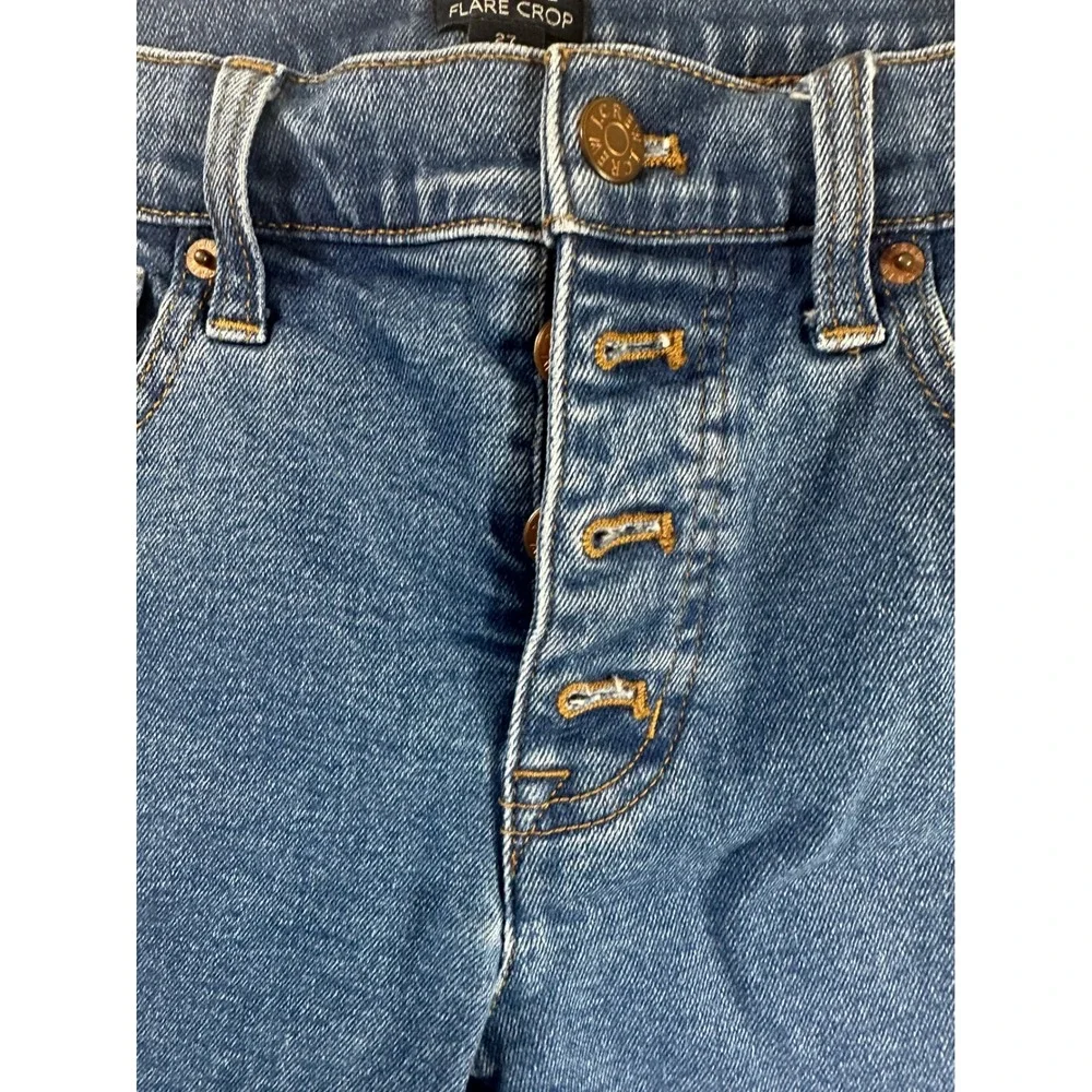J.‎ Crew Mid Rise Flare Crop Jeans Button Fly Denim Size 27